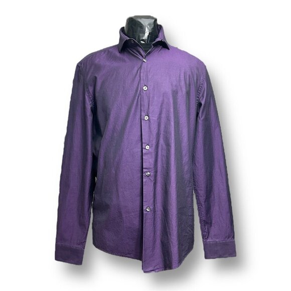 Zara Man XL Purple Cotton Slim Fit Button Up Dress Shirt Career Office Preppy - Picture 2 of 9